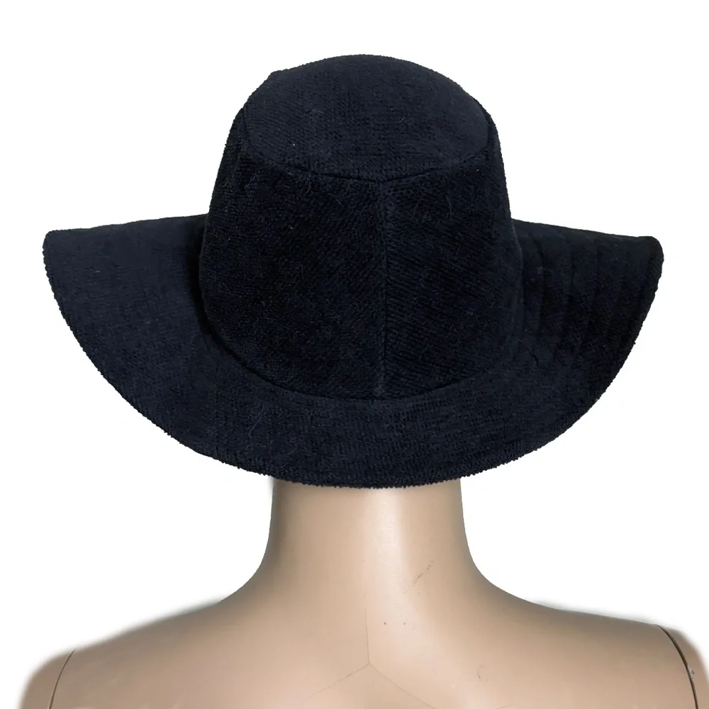 Vintage Norma Kamali for Stetson Hat Wide Brim Floppy Navy Terry Cloth HTF OS